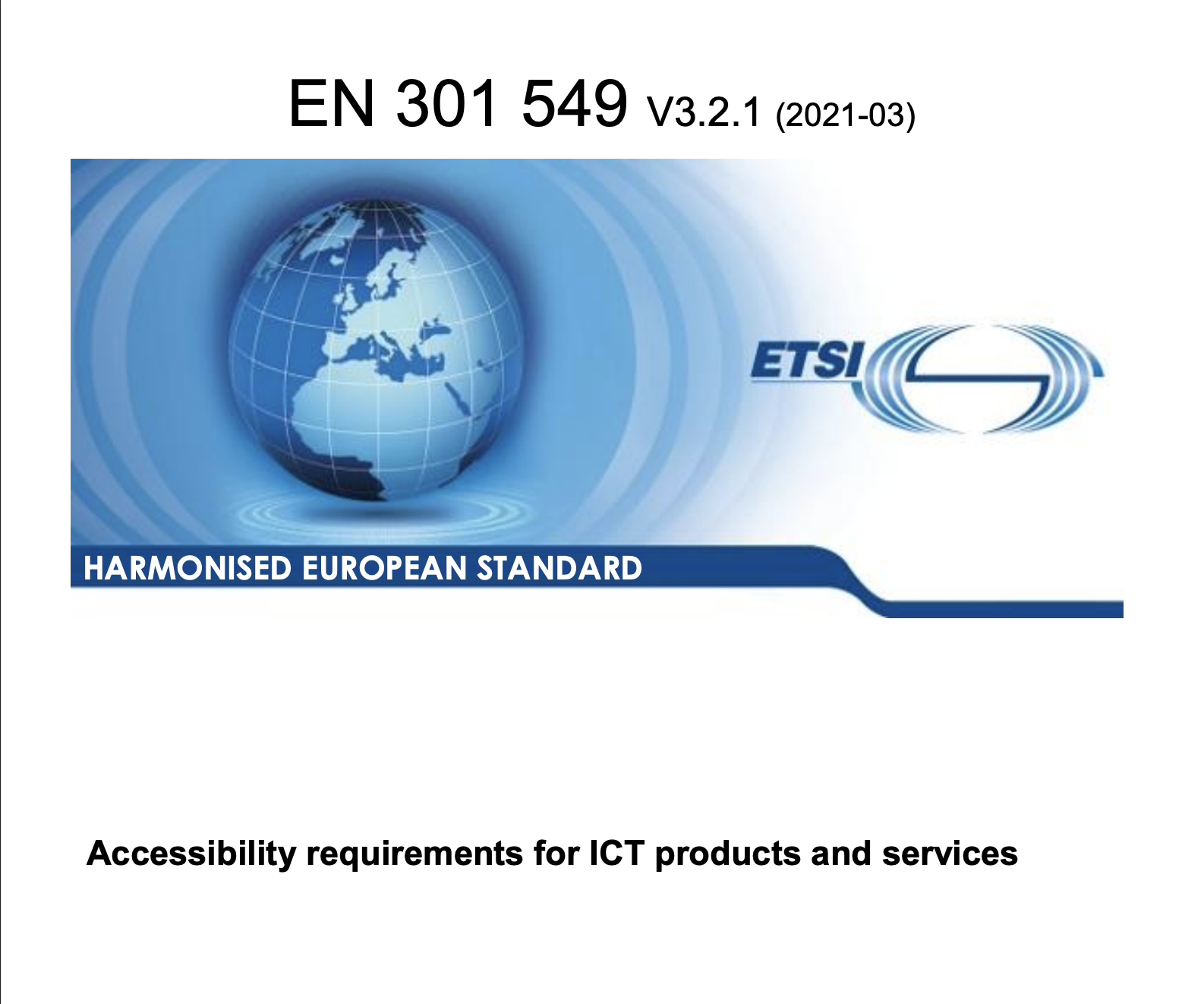 Image: screenshot of European Standard 301 549: Accessibility requirements for ICT products and services